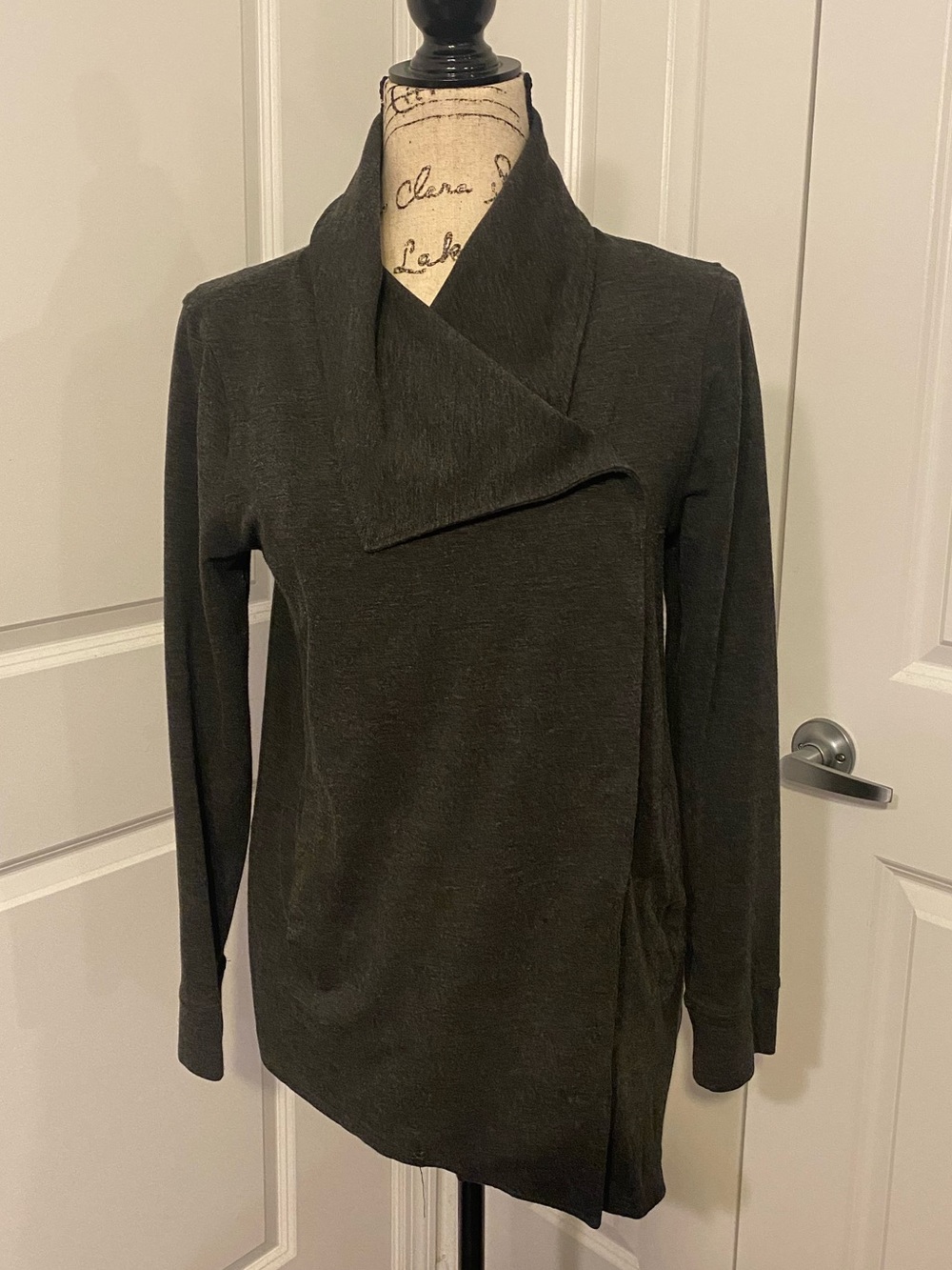 Kensie Charcoal Asymmetrical Wrap Cardigan